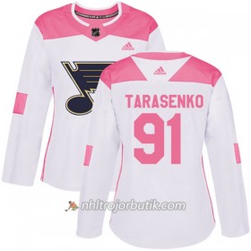 Dame Ishockey St. Louis Blues Tröja Vladimir Tarasenko 91 Adidas 2017-2018 Vit Rosa Fashion Authentic